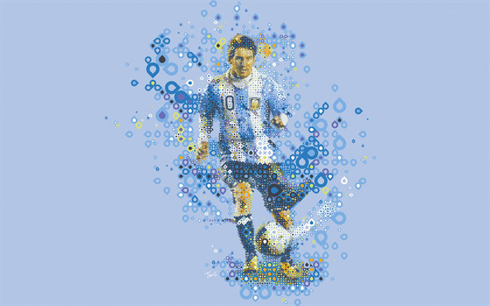 Lionel Messi, art, low poly, Argentiinalainen jalkapalloilija, creative art, Argentiinan jalkapallomaajoukkue