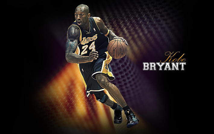 Kobe Bryant, Los Angeles Lakers, l&#39;arte, il giocatore di basket Americano, USA, basket, NBA, Lakers