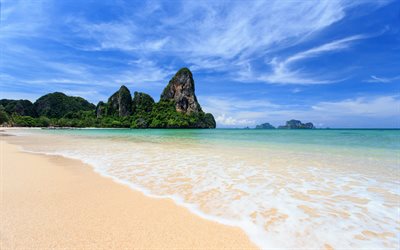 tropik ada, plaj, Tayland, kayalar, okyanus, turizm, yaz seyahatleri