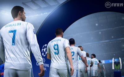 4k, el Real Madrid, FIFA19, rapana, 2018 juegos, Cristiano Ronaldo, Karim Benzema, el simulador de f&#250;tbol, FIFA 19