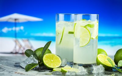 mojito, sommaren beach cocktails, lemon lime, frukt, citrus, sommar, drinkar