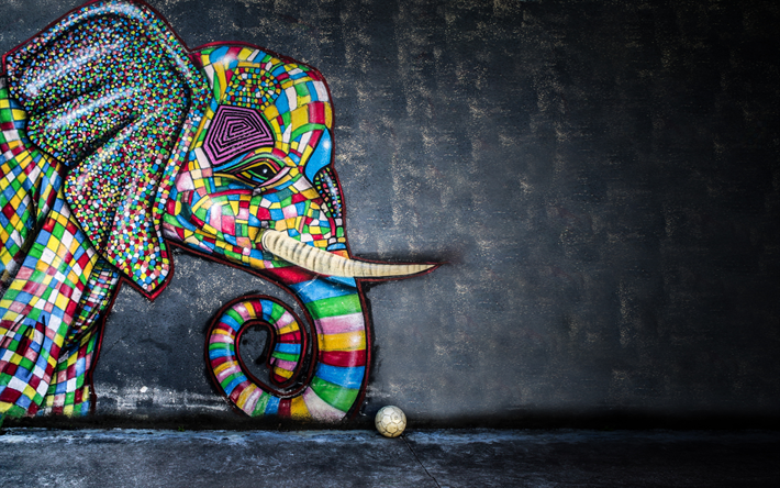 ダウンロード画像 グラフィティの象 の壁 ストリートアート 抽象