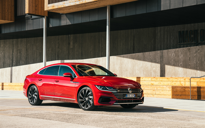 Volkswagen Arteon, 4k, street, Bilar 2018, red Arteon, VW Arteon, tyska bilar, Volkswagen