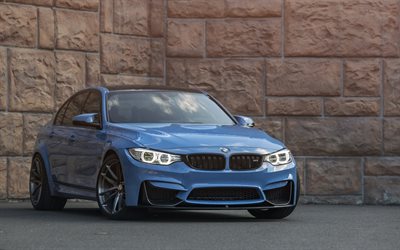 BMW M3, 2018, blue sedan, F80, tuning M3, new blue M3, German cars