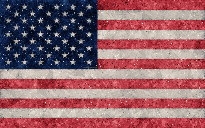 Bandeira dos EUA, 4K, o estilo grunge, criativo arte geom&#233;trica, 4 de julho, Dia Da Independ&#234;ncia, abstra&#231;&#227;o, EUA, Am&#233;rica Do Norte, Bandeira americana, Quatro de julho