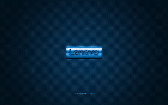 Logo Lenovo, blu shiny logo, Lenovo metallo emblema, sfondi per smartphone Lenovo, blu in fibra di carbonio trama, Lenovo, marchi, arte creativa