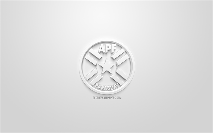 Paraguay landslaget, kreativa 3D-logotyp, vit bakgrund, 3d-emblem, Paraguay, CONMEBOL, 3d-konst, fotboll, snygg 3d-logo