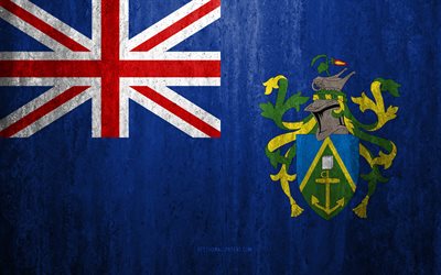 Flag of Pitcairn Islands, 4k, stone background, grunge flag, Oceania, Pitcairn Islands flag, grunge art, national symbols, Pitcairn Islands, stone texture