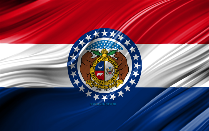 Download wallpapers 4k, Missouri flag, american states, 3D waves, USA ...