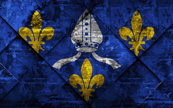 Flag of Saintonge, 4k, grunge art, rhombus grunge texture, french province, Saintonge flag, France, french national symbols, Saintonge, Provinces of France, creative art
