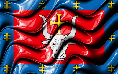 Kaunas lippu, 4k, Maakunnat Liettua, hallintoalueet, Lipun Kaunas, 3D art, Kaunas County, Liettuan l&#228;&#228;nit, Kaunas 3D flag, Liettua, Euroopassa