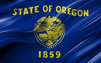 4k, Oregon bandeira, estados americanos, 3D ondas, EUA, Bandeira do Oregon, Estados unidos da Am&#233;rica, Oregon, distritos administrativos, Oregon 3D bandeira, Estados dos estados Unidos