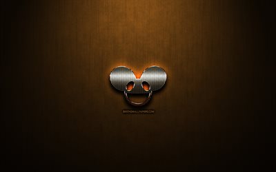 Deadmau5 logo glitter, stelle della musica, nome, logo, creativo, bronzo, metallo, sfondo, Deadmau5 logo, marchi, Deadmau5