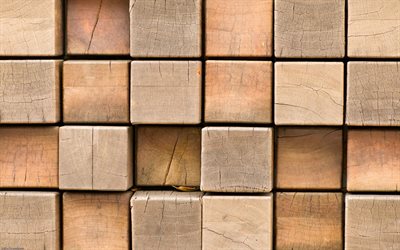 brown troncos, 4k, toras de madeira de textura, de madeira marrom de fundo, texturas de madeira, brown fundos, quadrados de madeira de textura
