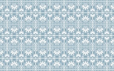 blaue retro-textur, retro-blauer hintergrund mit ornamenten, floralen ornamente textur, retro-hintergr&#252;nde