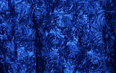 papel azul rosas, macro, rosas azuis textura, arte criativa, flores de papel textura, planos de fundo azul