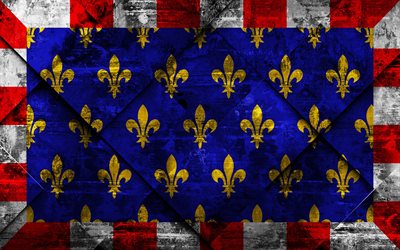 Flag of Touraine, 4k, grunge art, rhombus grunge texture, french province, Touraine flag, France, french national symbols, Touraine, Provinces of France, creative art