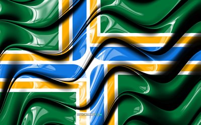 Portland flag, 4k, United States cities, Oregon, 3D art, Flag of Portland, USA, City of Portland, american cities, Portland 3D flag, US cities, Portland