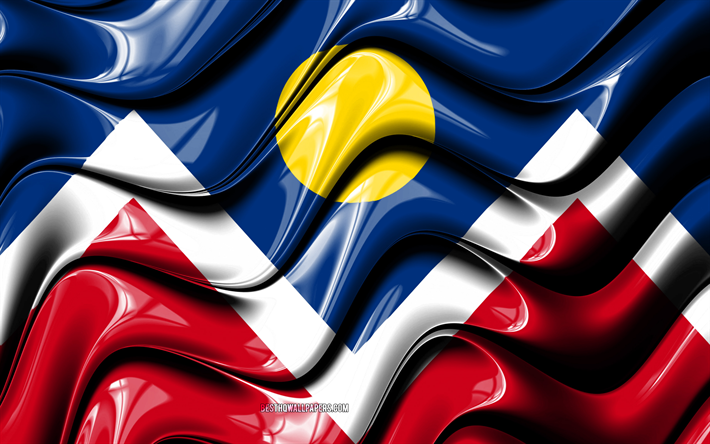 Denver bandiera, 4k, Stati Uniti d&#39;america citt&#224;, Colorado, 3D, arte, Bandiera di Denver, negli stati UNITI, la Citt&#224; di Denver, citt&#224; americane, Denver 3D, bandiera, citt&#224; degli stati UNITI, Denver