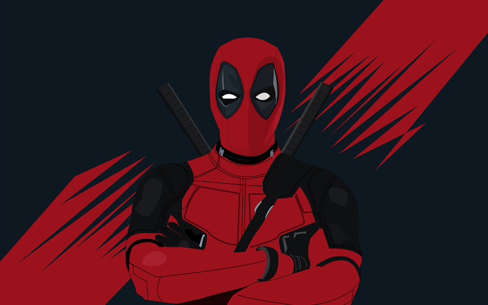 Deadpool, 4k, minimal, superheroes, fan art, Marvel Comics, Deadpool 4k