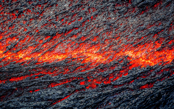 溶岩の質感, 近, 溶岩焼き, 赤熱溶岩, 火災の背景, 溶岩