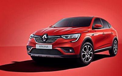 Renault Arkana, 2019, red sports crossover, exterior, front view, new red Arkana, french crossovers, Renault