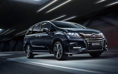 Honda Odyssey Sport Hybrid, 4k, night, 2019 cars, minivans, 2019 Honda Odyssey, japanese cars, Honda