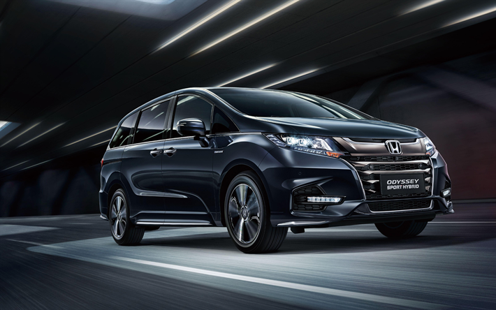 Honda Odyssey Sport Hybrid, 4k, y&#246;, 2019 autot, minivans, 2019 Honda Odyssey, japanilaiset autot, Honda
