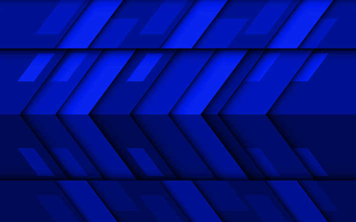 濃い青色の矢印, 4k, 材料設計, 創造, 幾何学的形状, lollipop, 矢, 紺の材料設計, 帯, 幾何学, 紺色の背景