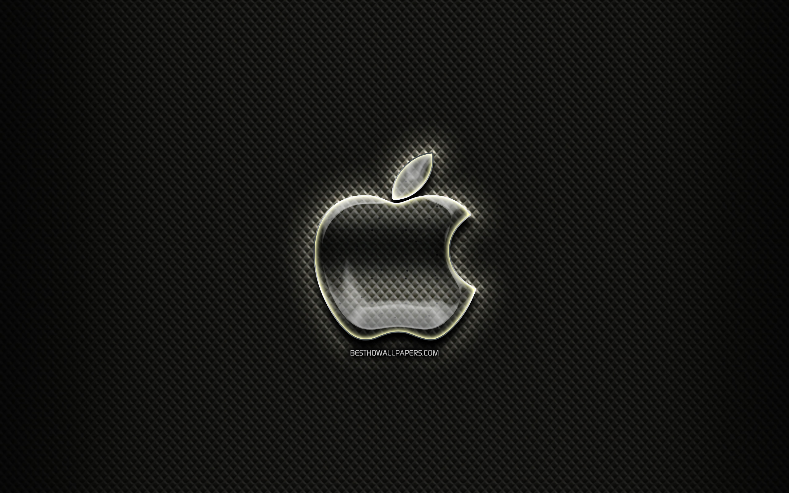 Lataa kuva Apple lasi logo, musta tausta, kuvitus, merkkejä, Apple-logo,  luova, Apple näytön resoluutio 2560x1600. Taustakuvat työpöydälle
