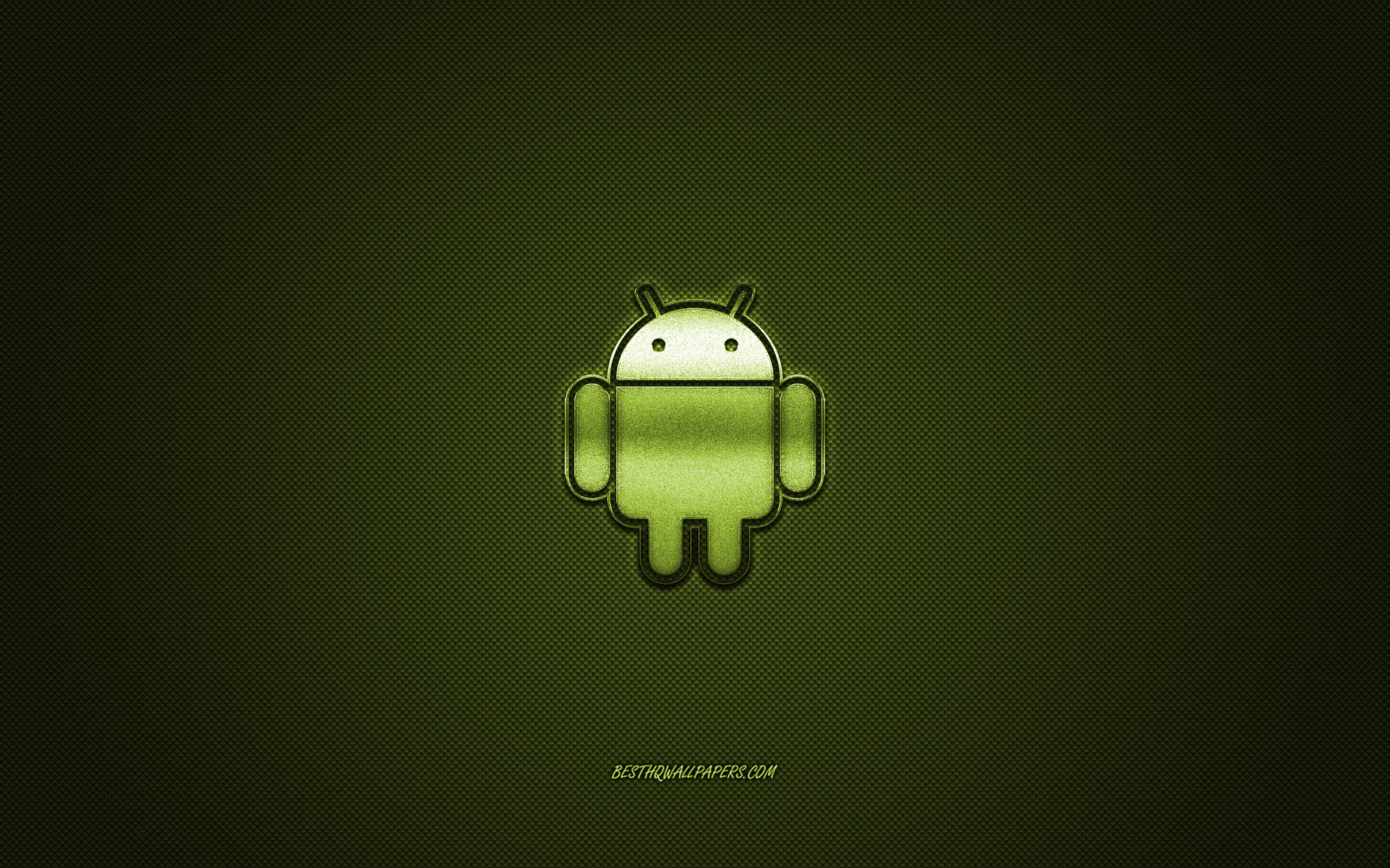 Lataa kuva Android-logo, vihreä kiiltävä logo, Android-metalli-tunnus, taustakuva  Android älypuhelimet, vihreä hiilikuitu rakenne, Android, merkkejä,  creative art näytön resoluutio 2560x1600. Taustakuvat työpöydälle