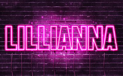 Lillianna, 4k, pap&#233;is de parede com os nomes de, nomes femininos, Lillianna nome, roxo luzes de neon, Feliz Anivers&#225;rio Lillianna, imagem com Lillianna nome