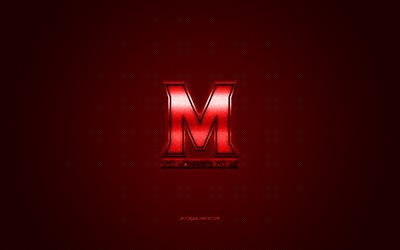 メリーランドTerrapinsロゴ, アメリカのサッカークラブ, NCAA, 赤ロゴ, 赤炭素繊維の背景, アメリカのサッカー, カレッジパーク, メリーランド, 米国, メリーランドTerrapins