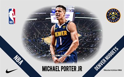 Michael Porter Jr, Denver Nuggets, American Basketball Player, NBA, portrait, USA, basketball, Pepsi Center, Denver Nuggets logo, Michael Lamar Porter Jr
