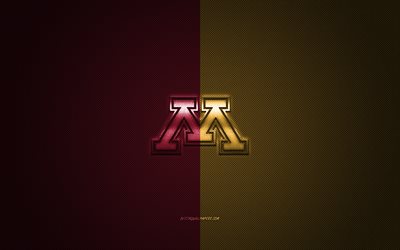 Minnesota Altın Gophers logosu, Amerikan Futbol Kul&#252;b&#252;, NCAA, bordo, sarı logo, bordo sarı karbon fiber arka plan, Amerikan Futbolu, Minneapolis, Minnesota, USA, Minnesota Altın Gophers