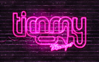Timmy Trumpetti violetti logo, 4k, supert&#228;hti&#228;, australian Dj, violetti brickwall, Timmy Trumpetti logo, Timothy Jude Smith, Timmy Trumpetti, musiikin t&#228;hdet, Timmy Trumpetti neon-logo