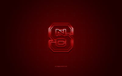 NC State Wolfpack logo, club di football Americano, NCAA, logo rosso, rosso contesto in fibra di carbonio, football Americano, Raleigh, North Carolina, USA, NC State Wolfpack