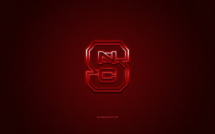 NC State alli&#233; toute une meute logo, club de football Am&#233;ricain, la NCAA, le logo rouge, rouge de fibre de carbone de fond, football Am&#233;ricain, Raleigh, Caroline du Nord, &#233;tats-unis, NC State alli&#233; toute une meute