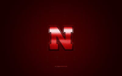 Nebraska Cornhuskers logo, American football club, NCAA, punainen logo, punainen hiilikuitu tausta, Amerikkalainen jalkapallo, Lincoln, Nebraska, USA, Nebraska Cornhuskers