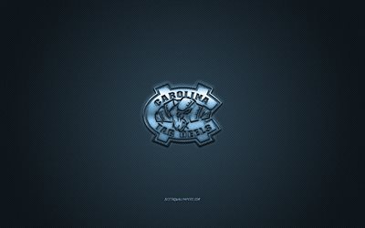 North Carolina Tar Heels-logo, American football club, NCAA, sininen logo, sininen hiilikuitu tausta, Amerikkalainen jalkapallo, Chapel Hill, Pohjois-Carolina, USA, North Carolina Tar Heels