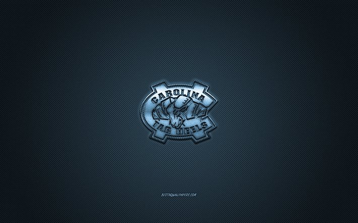 North Carolina Tar Heels logo, American club de football de la NCAA, logo bleu, bleu en fibre de carbone de fond, football Am&#233;ricain, Chapel Hill, Caroline du Nord, &#233;tats-unis, North Carolina Tar Heels
