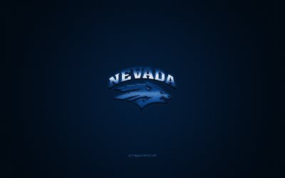 Nevada Wolf Pack logo, American football club, NCAA, blue logo, blue carbon fiber background, American football, Reno, Nevada, USA, Nevada Wolf Pack