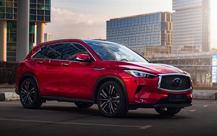Infiniti QX50, 2020, front view, exterior, red SUV, new red QX50, japanese cars, Infiniti