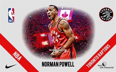 Norman Powell, Toronto Raptors, American Basketball Player, NBA, portrait, USA, basketball, Scotiabank Arena, Toronto Raptors logo