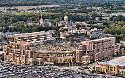 notre-dame-stadion, die kathedrale notre dame, indiana, notre dame fighting irish stadion, usa, universit&#228;t notre dame, notre dame fighting irish, ncaa, american football-stadion
