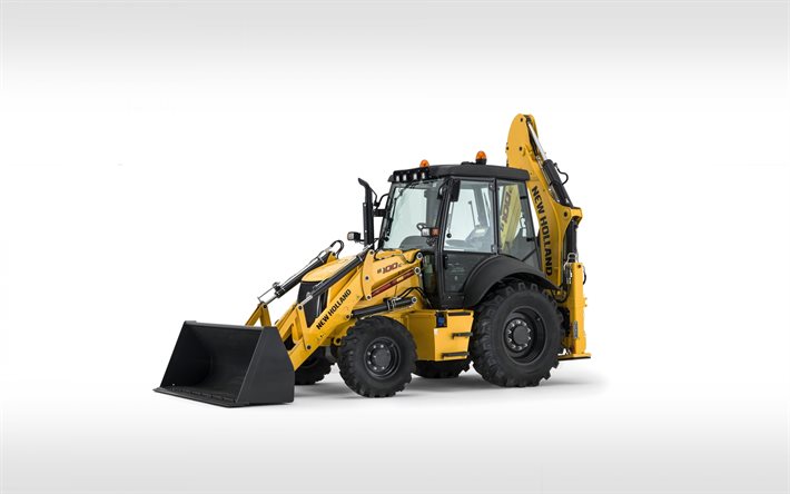 New Holland B100C, wheel loader, Excavator, construction machinery, tractor, New Holland