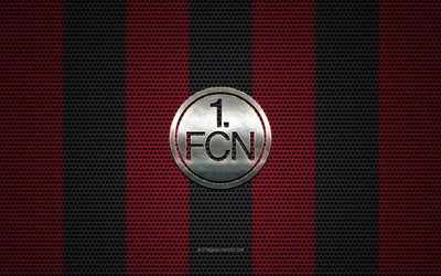 FC Nurnberg logotipo, club de f&#250;tbol alem&#225;n, emblema de metal, de color rojo-negro de malla de metal de fondo, FC Nurnberg, 2 de la Bundesliga, Nurnberg, Alemania, f&#250;tbol
