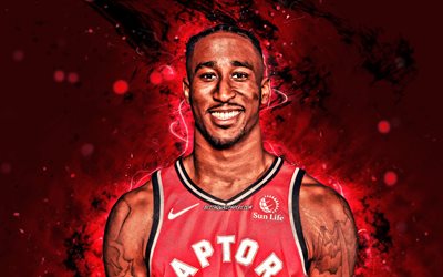Rondae Hollis-Jefferson, 4k, 2020, Toronto Raptors, NBA, basket, stati UNITI, Stanley Johnson Toronto Raptors, rosso, luci al neon, creativo, Rondae Hollis-Jefferson 4K