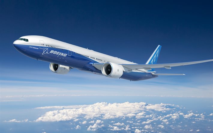 Boeing 777-300ER, passenger plane, airliner, Boeing, airplane in the sky, Boeing 777