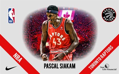 Pascal Siakam, Toronto Raptors, American Basketball Player, NBA, portrait, USA, basketball, Scotiabank Arena, Toronto Raptors logo